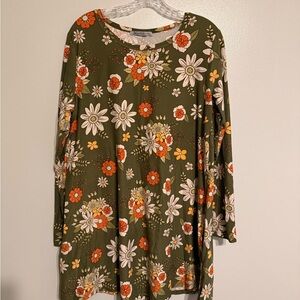Arianna By Howards Floral Green Tunic Dress